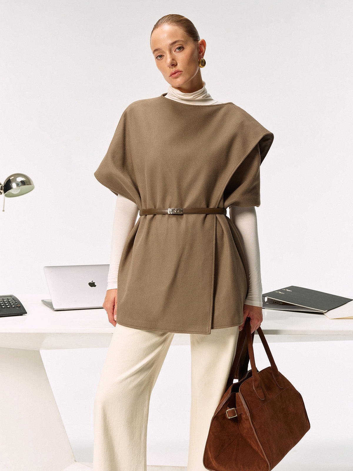 Belted Long Cloak Top-Massicos