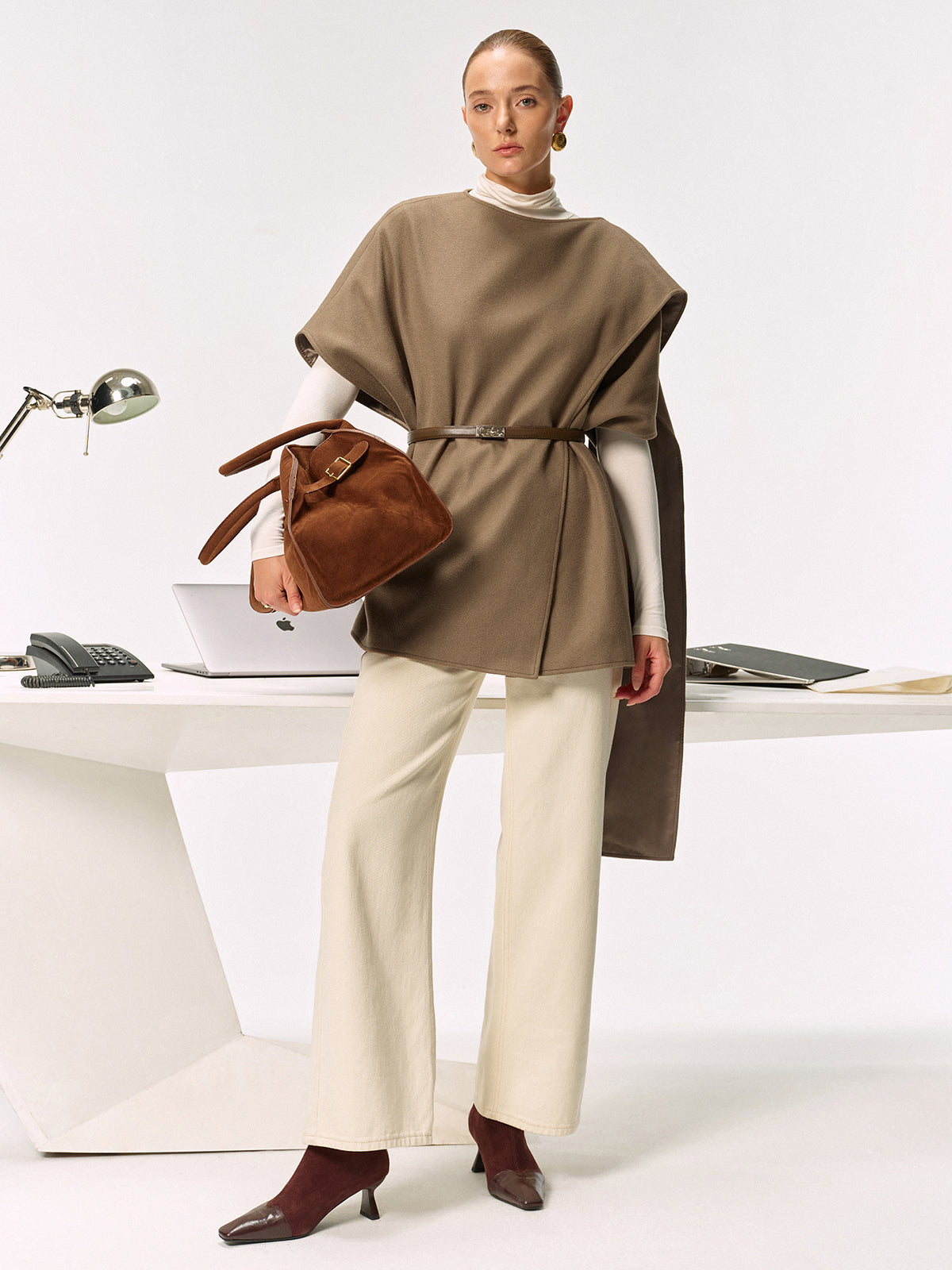 Belted Long Cloak Top-Massicos