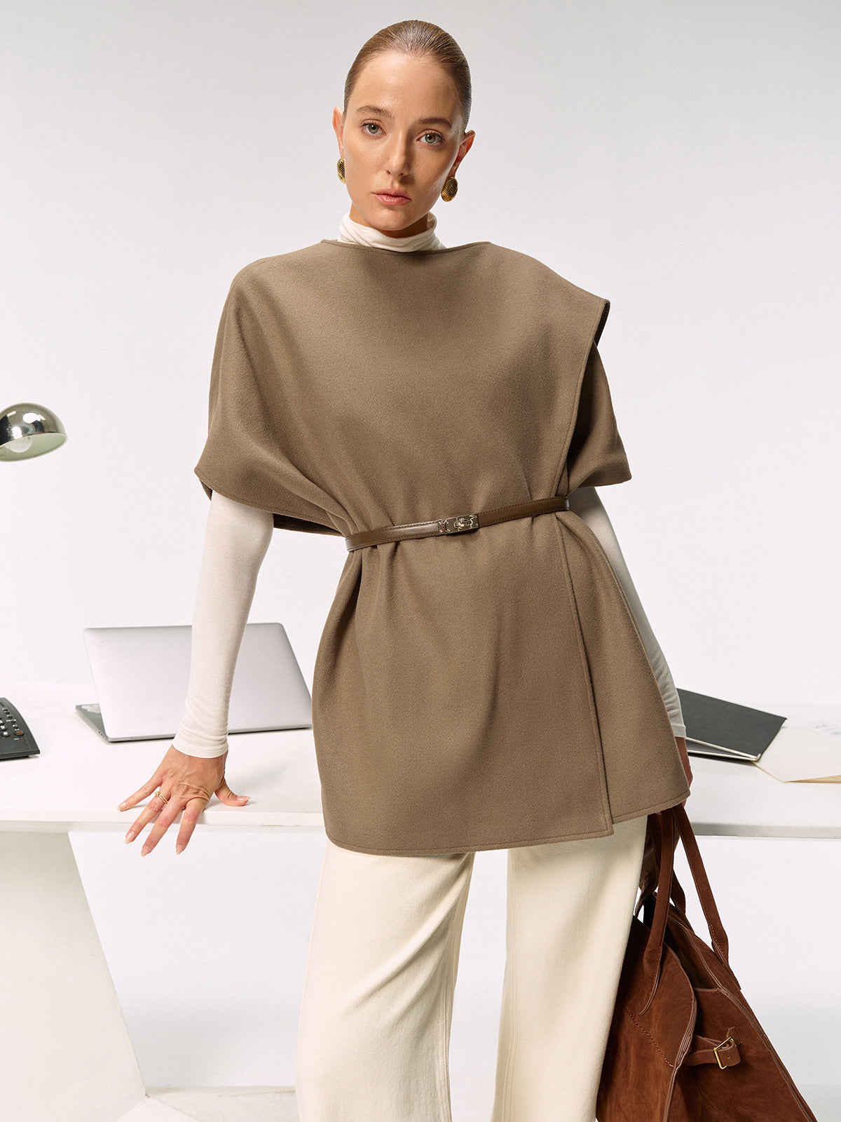 Belted Long Cloak Top-Massicos