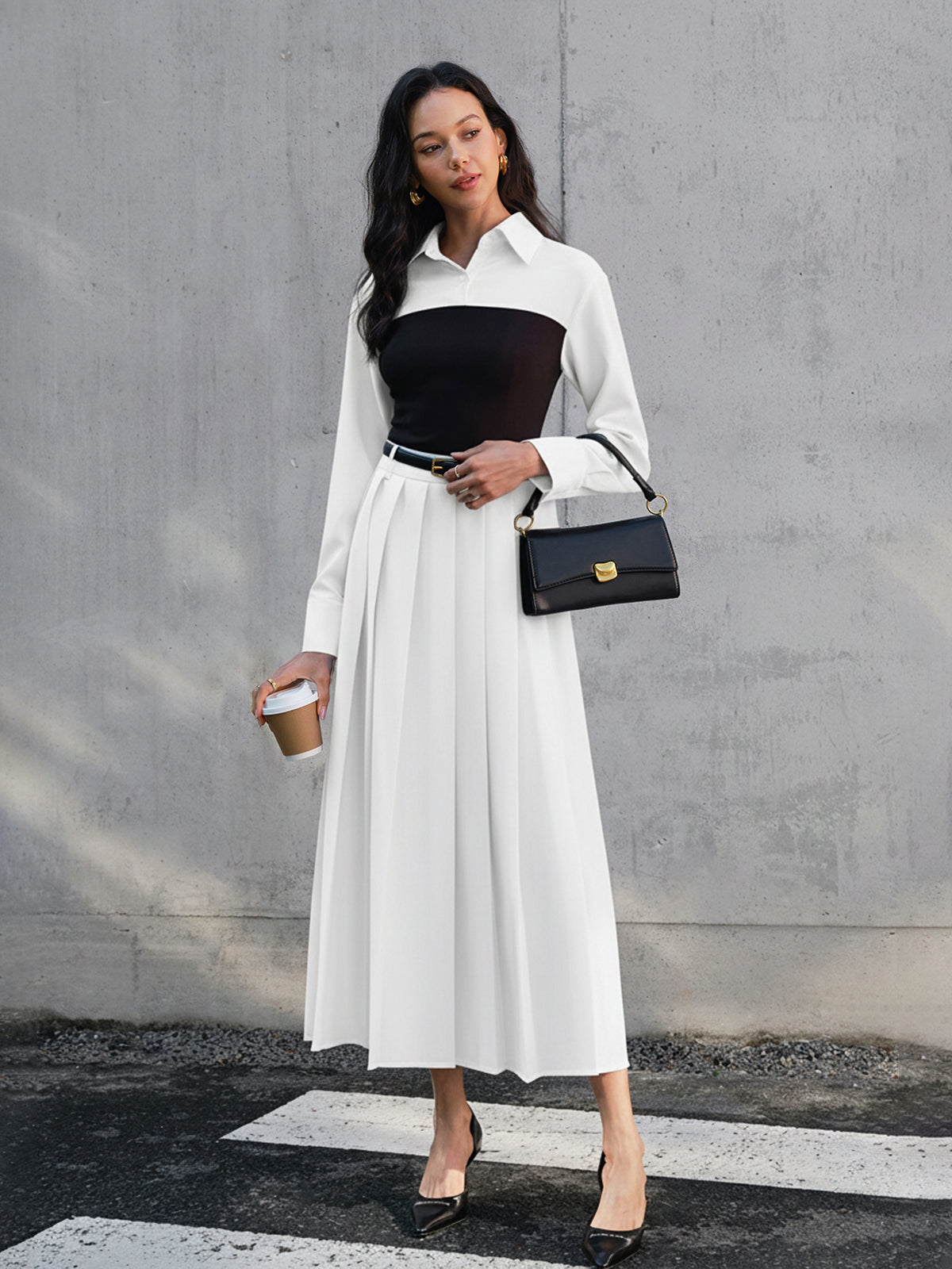 Minimalist Pleated Skirt Without Belt-Massicos