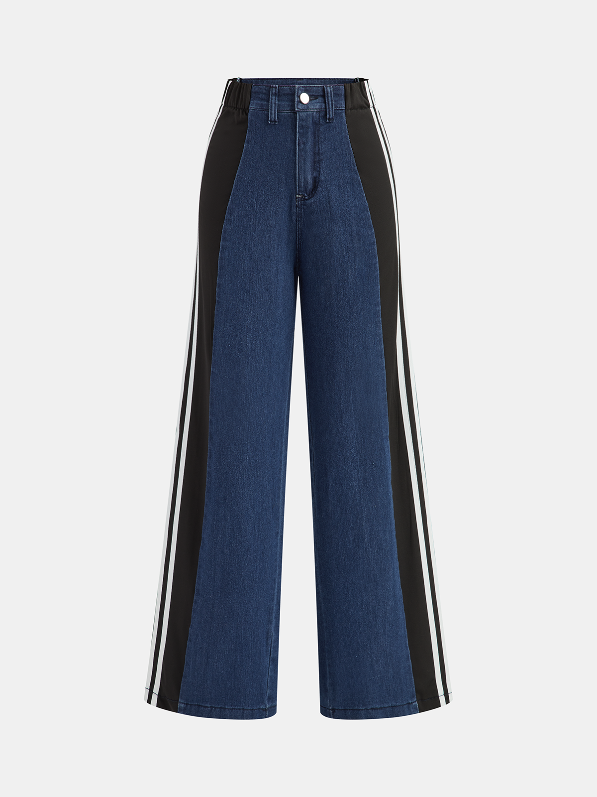 Striped Side Panel Mid-Waist Jeans-Massicos