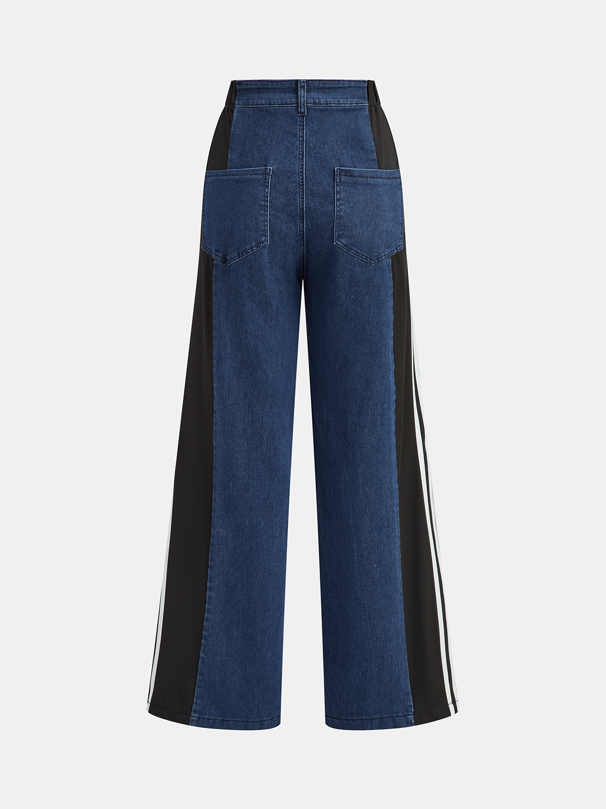 Striped Side Panel Mid-Waist Jeans-Massicos