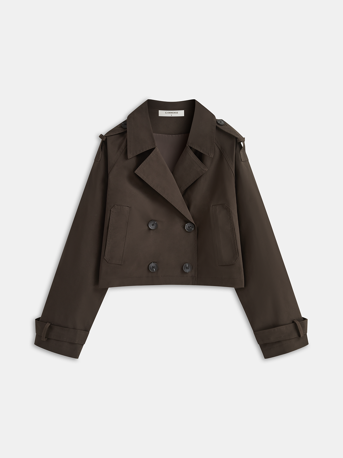 Double-Button Cropped Trench Coat-Massicos