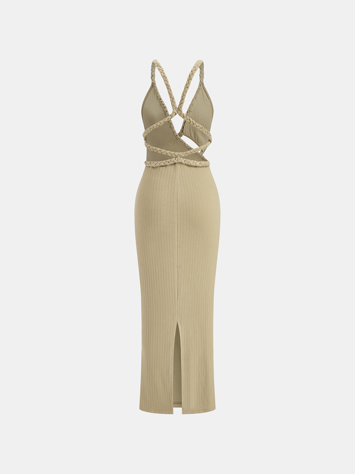 Braided Bodycon Asymmetrical Dress-Massicos