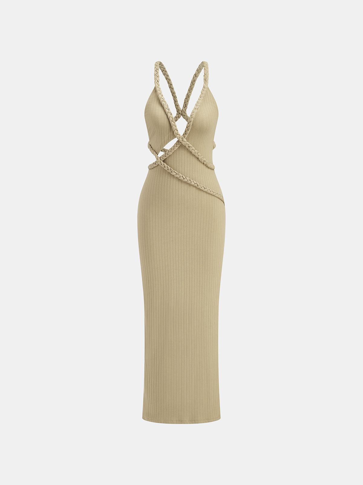 Braided Bodycon Asymmetrical Dress-Massicos