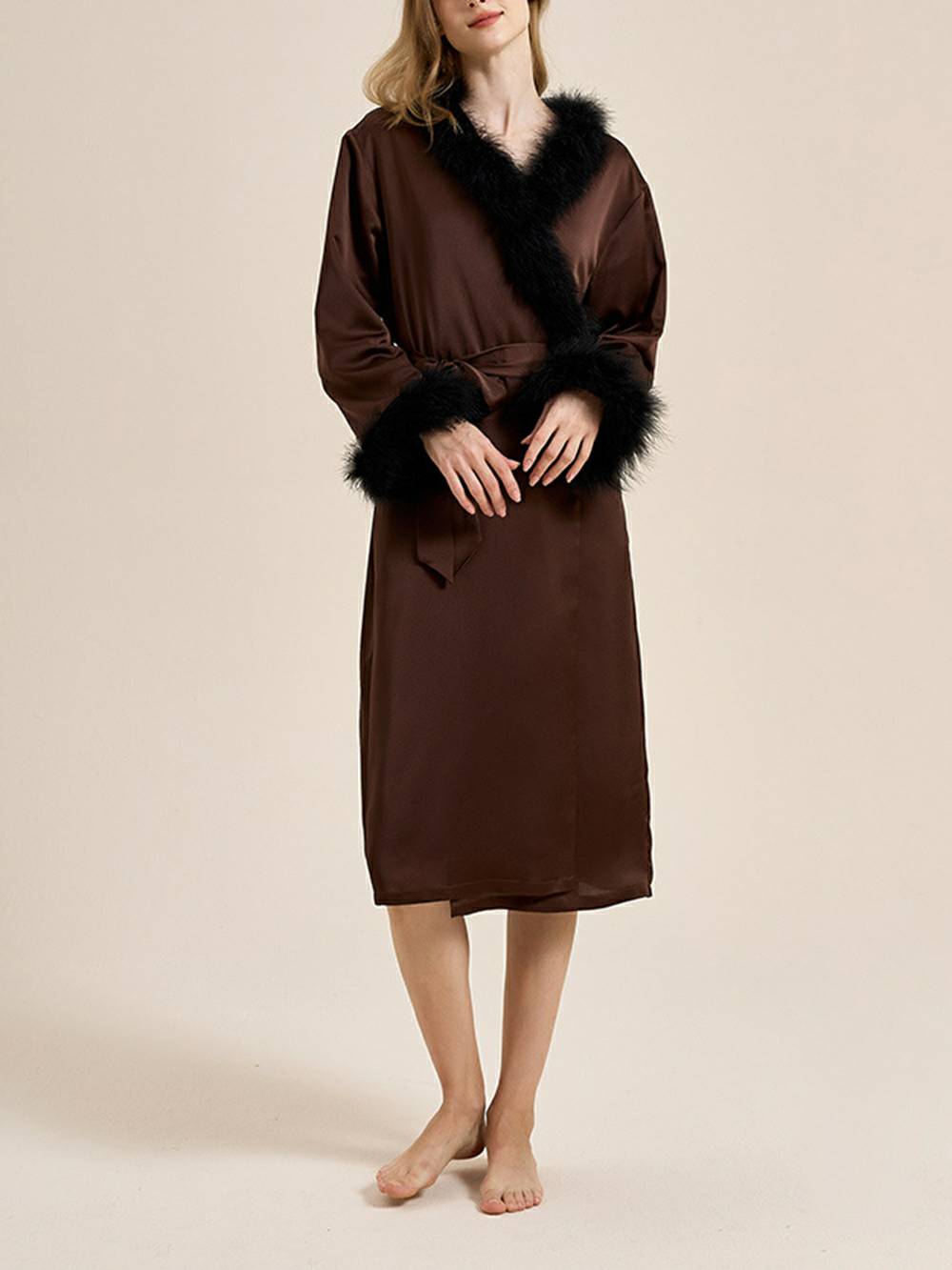Bettie Page Lilac Feather Robe-Massicos