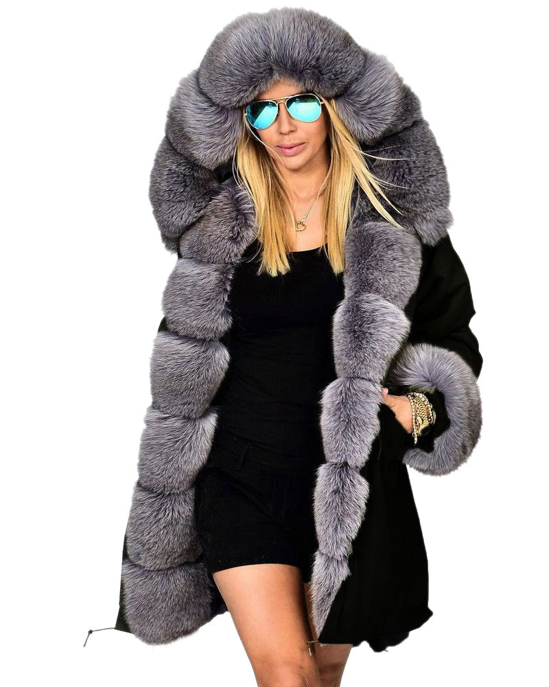 Trafni Ladies Winter Women Thicken Warm Coat Hood Parka Long Jacket Outwear Size S-XXXL-Massicos
