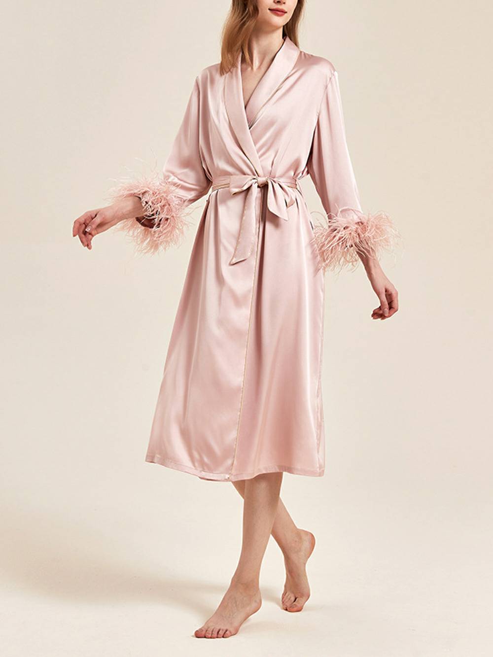 Pink Feather Bridal Robe-Massicos