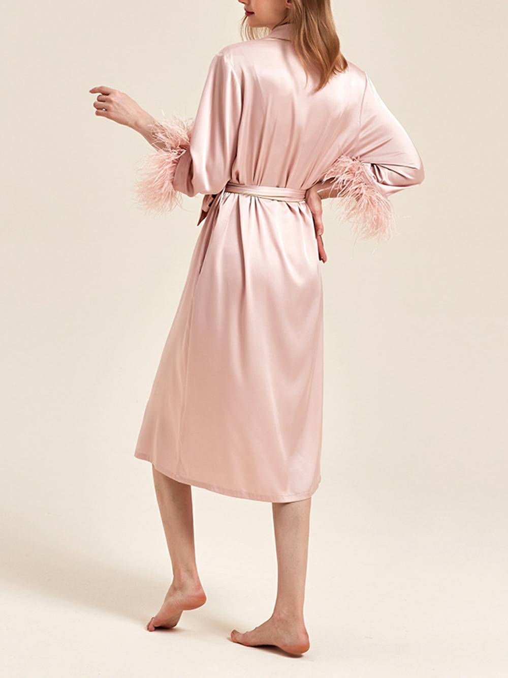 Pink Feather Bridal Robe-Massicos