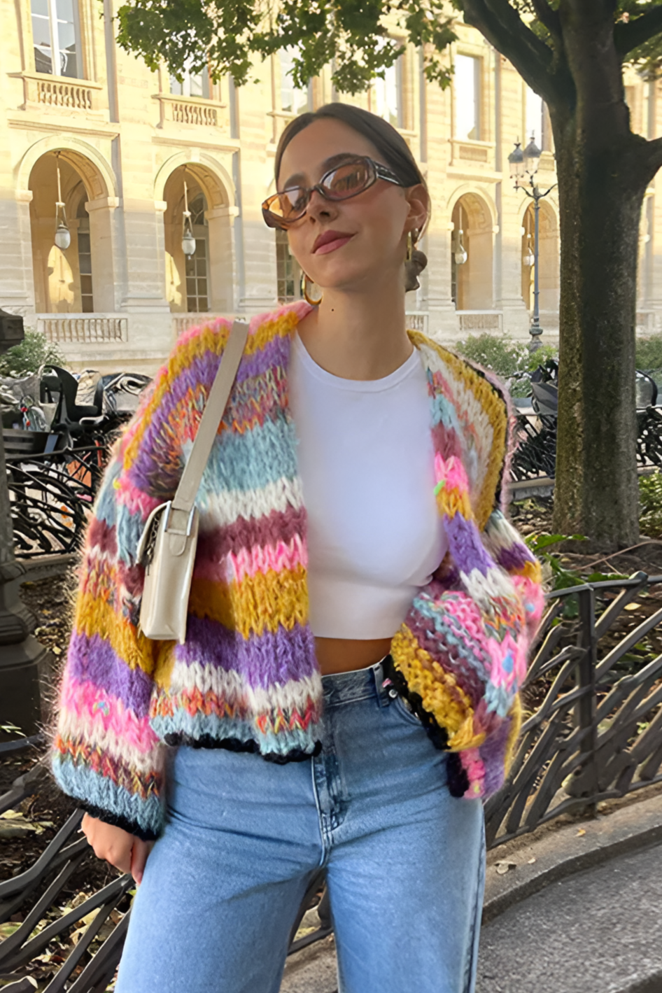 Oversized and Colourful Cardigan-ROVOLE