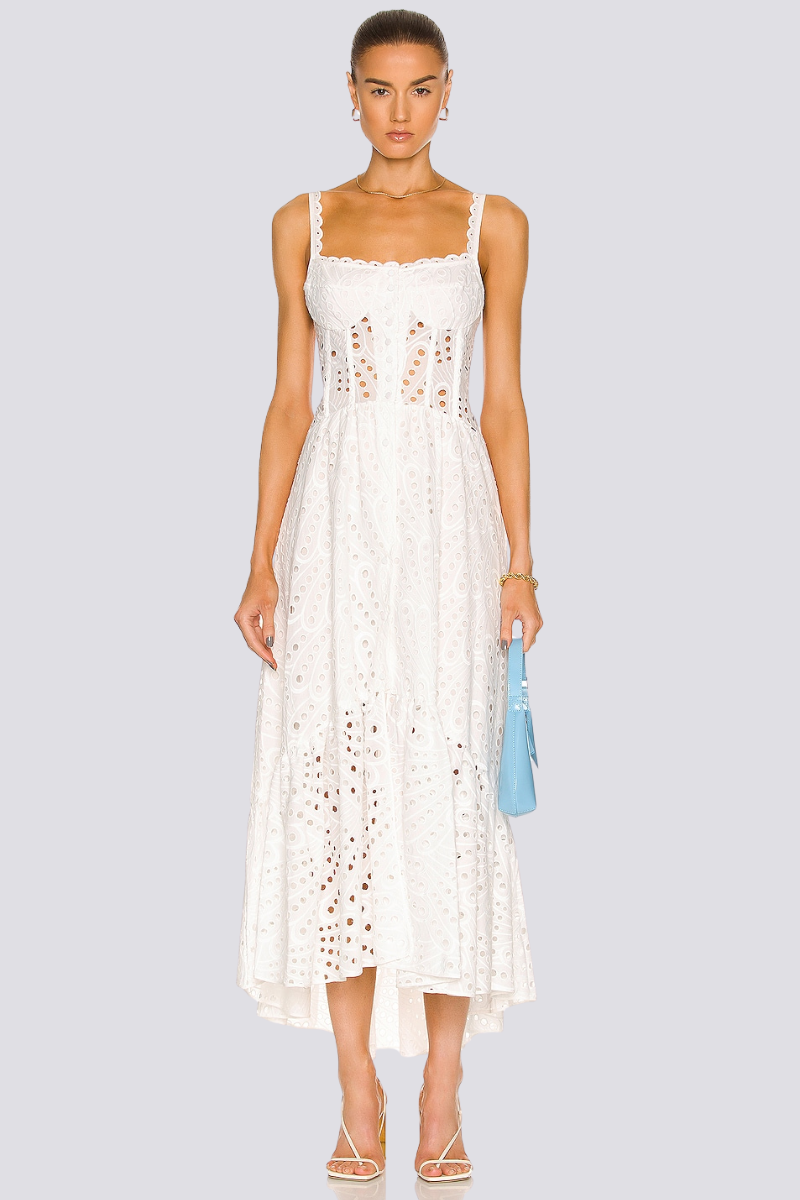 Cassandra Spaghetti Hollow Maxi Dress-ROVOLE