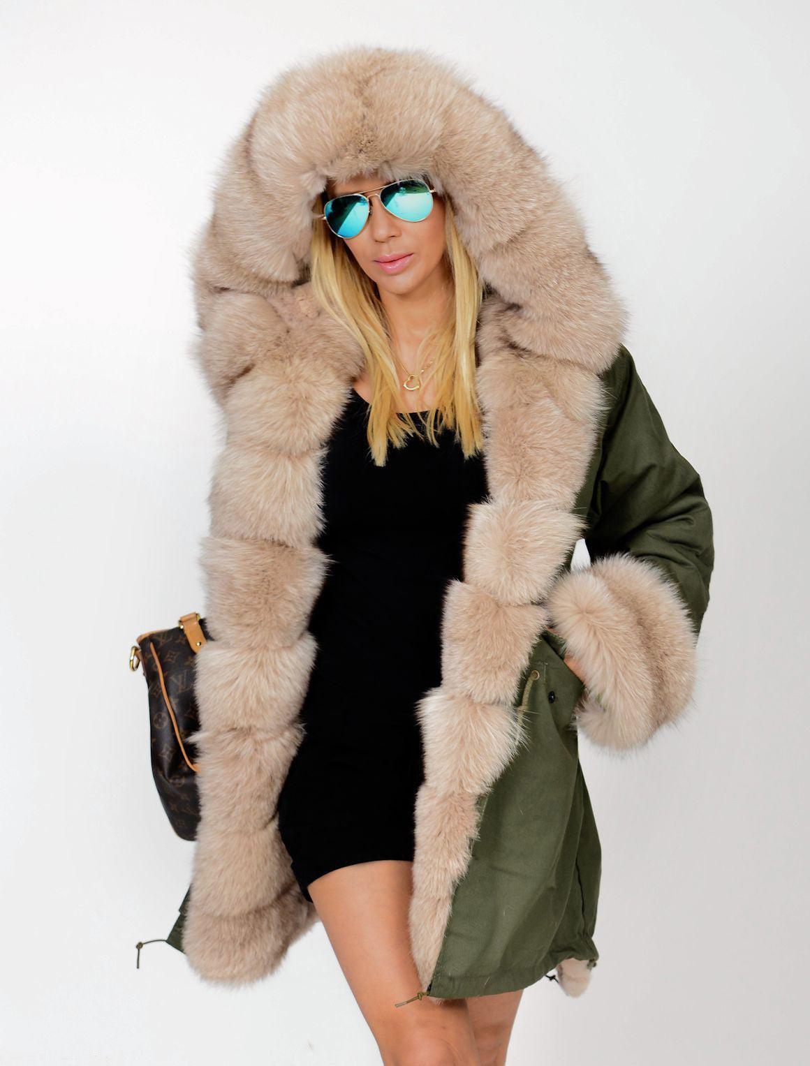 Trafni Womens Button Parka Anorak Hoodies Winter Long Fur Lining Coats Jackets Overcoat Outwear-Massicos
