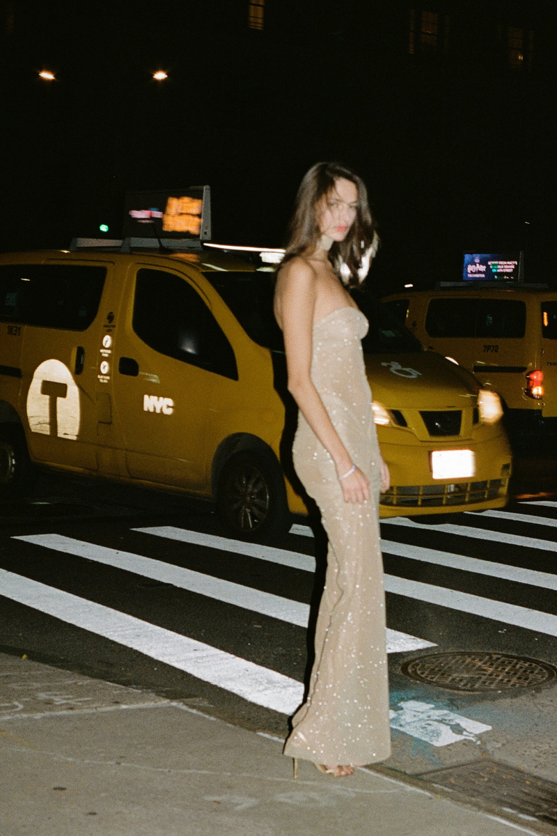 Claudine Strapless Ruched Maxi Dress In Beige-ROVOLE