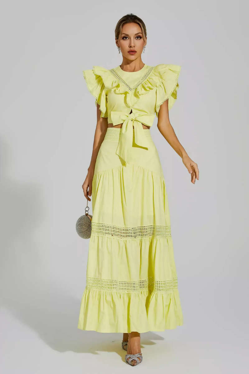Coraline Round Neck Ruffle Skirt Set-ROVOLE