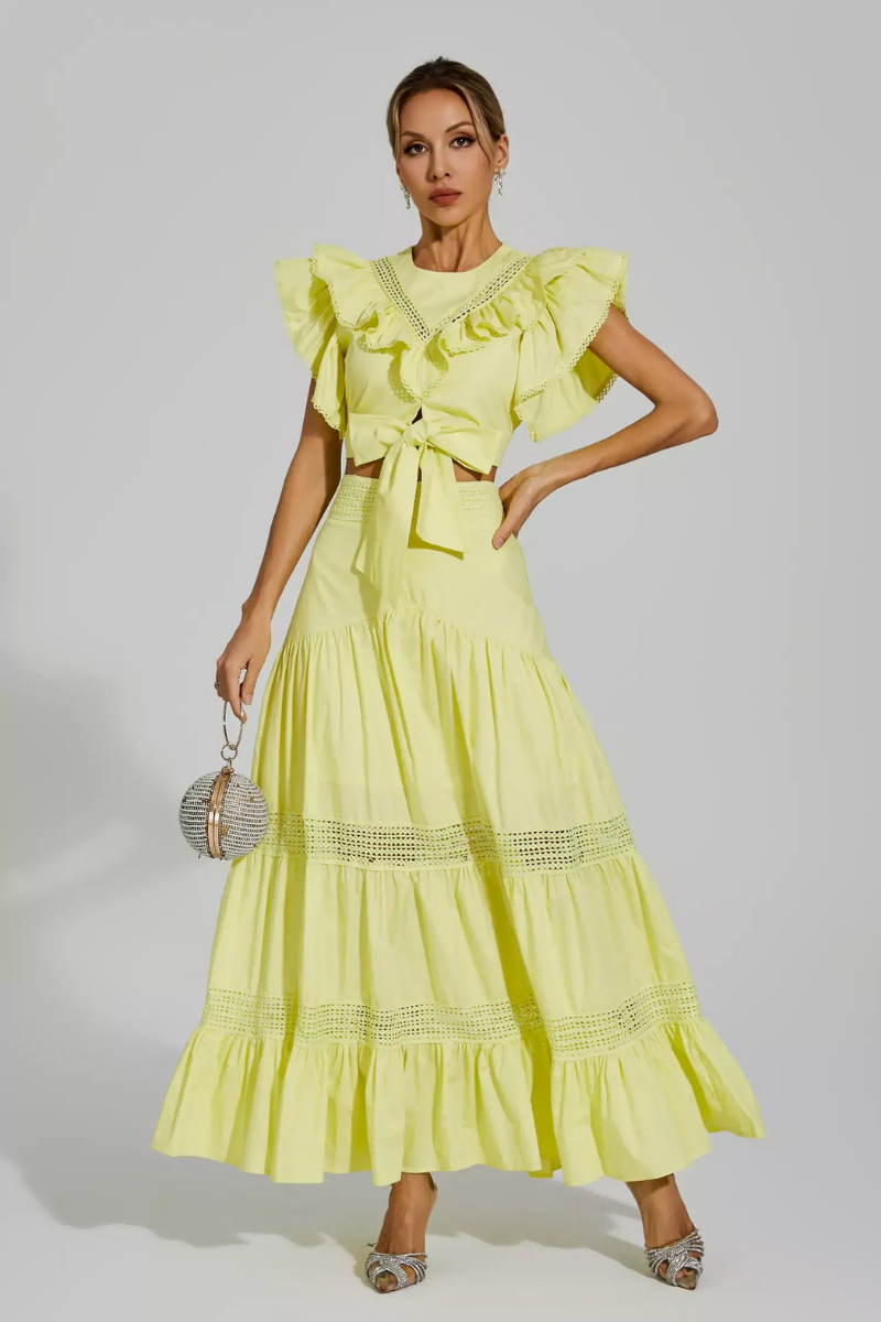 Coraline Round Neck Ruffle Skirt Set-ROVOLE