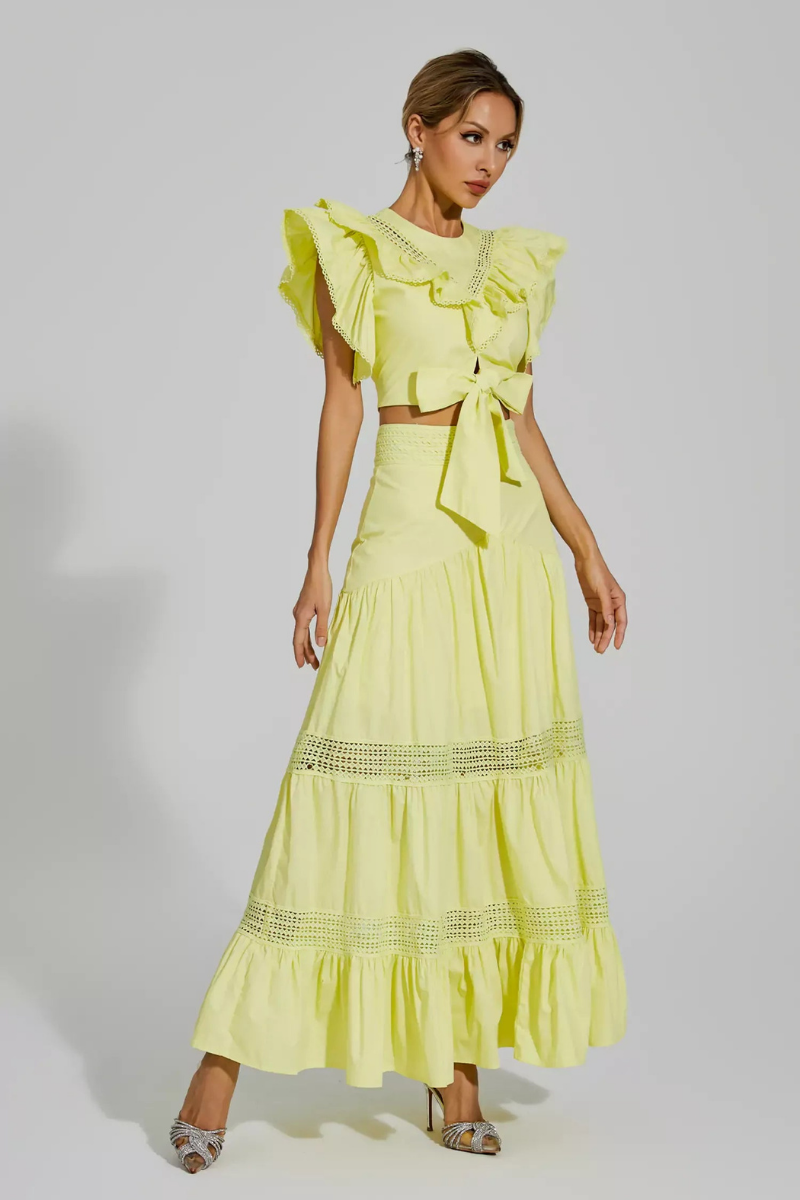 Coraline Round Neck Ruffle Skirt Set-ROVOLE
