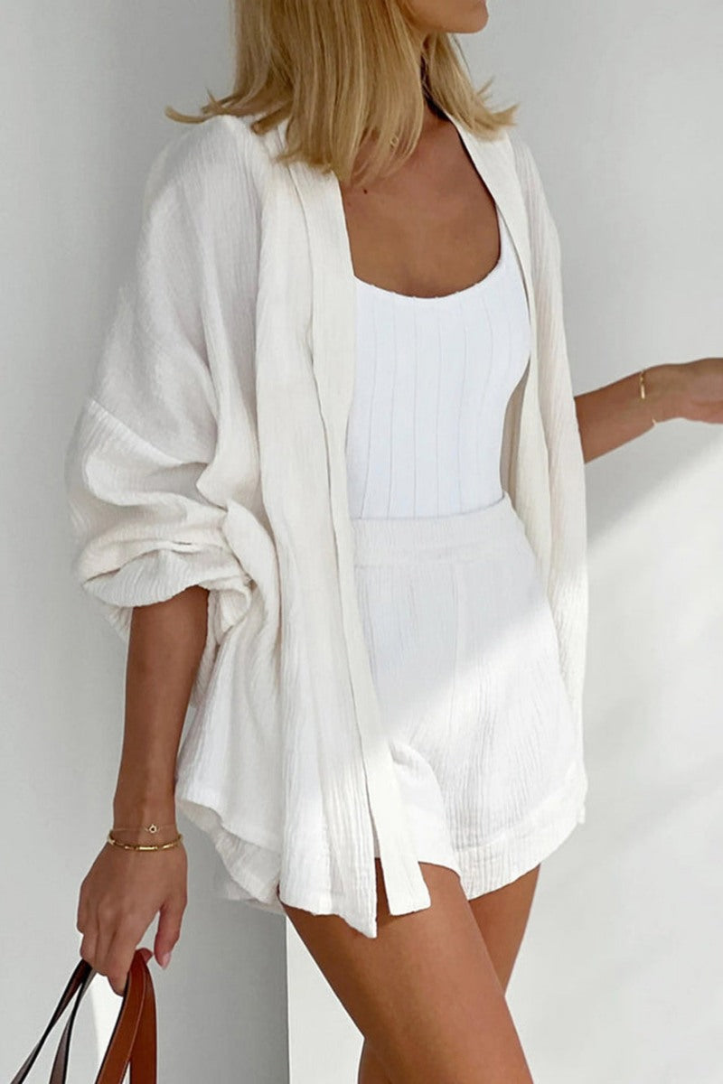 Cotton Wonderland Tied Two Piece Shorts Set-ROVOLE