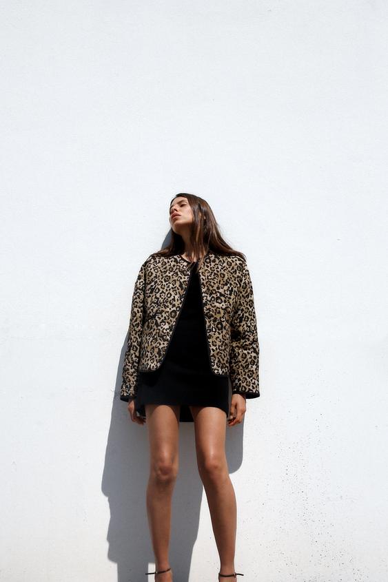Trafni leopard print short jacket-Massicos