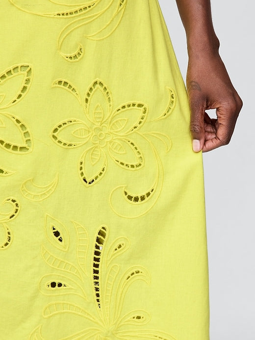 Linen-Blend Embroidered Maxi Dress-Massicos