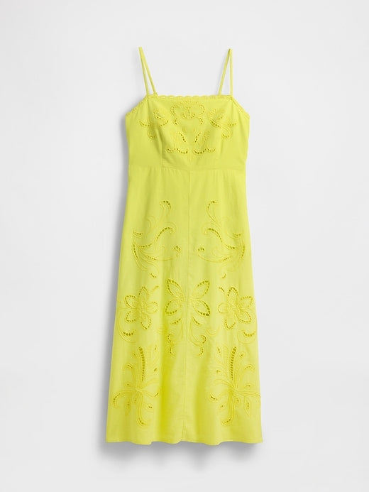 Linen-Blend Embroidered Maxi Dress-Massicos
