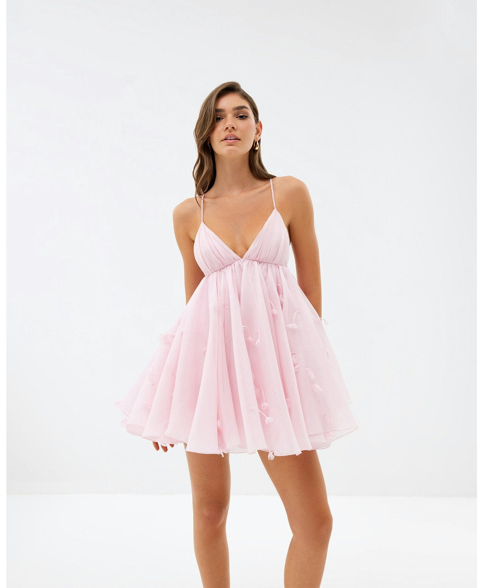 Holiday V-neck Hand-appliqued Dress-Massicos