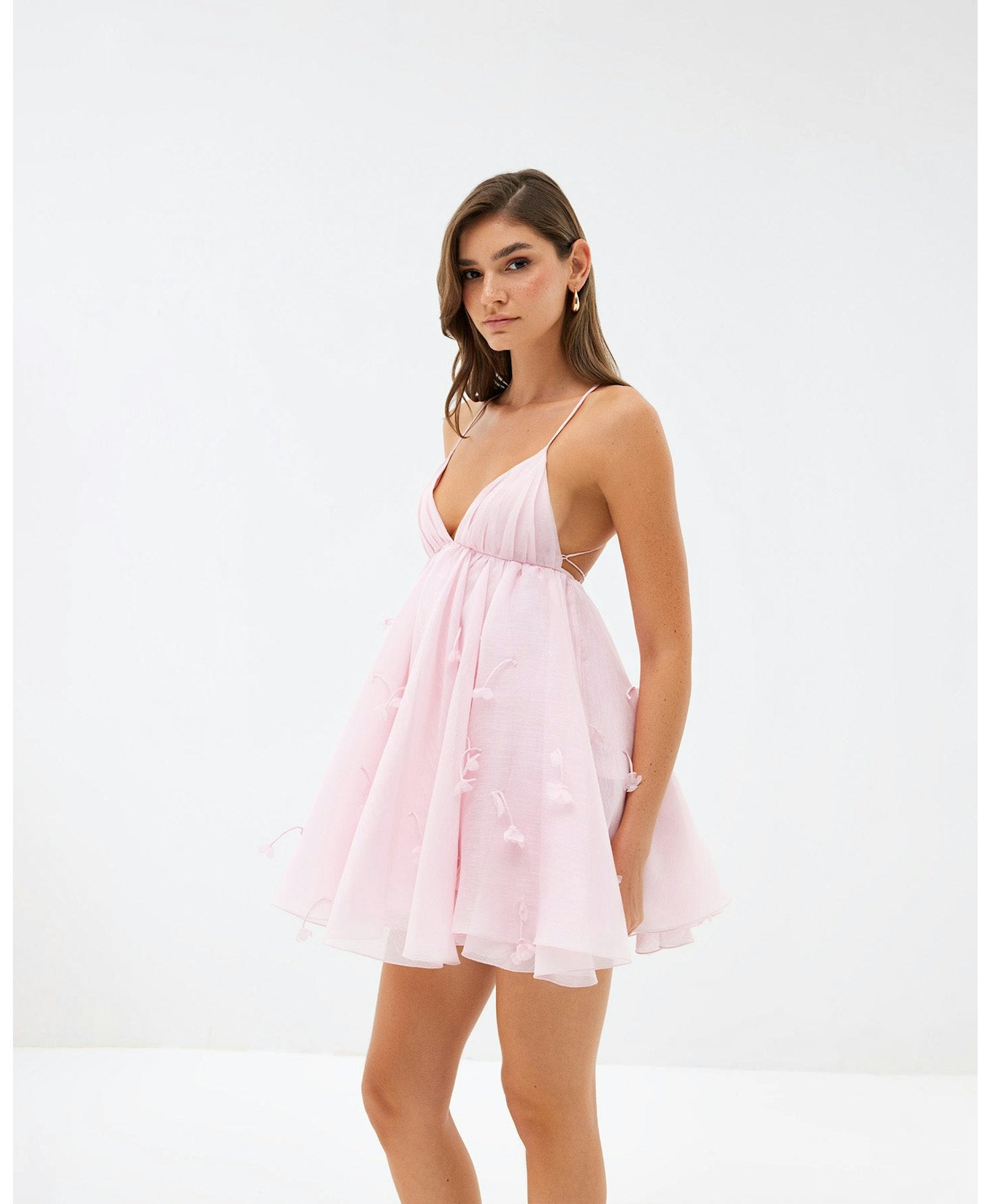 Holiday V-neck Hand-appliqued Dress-Massicos