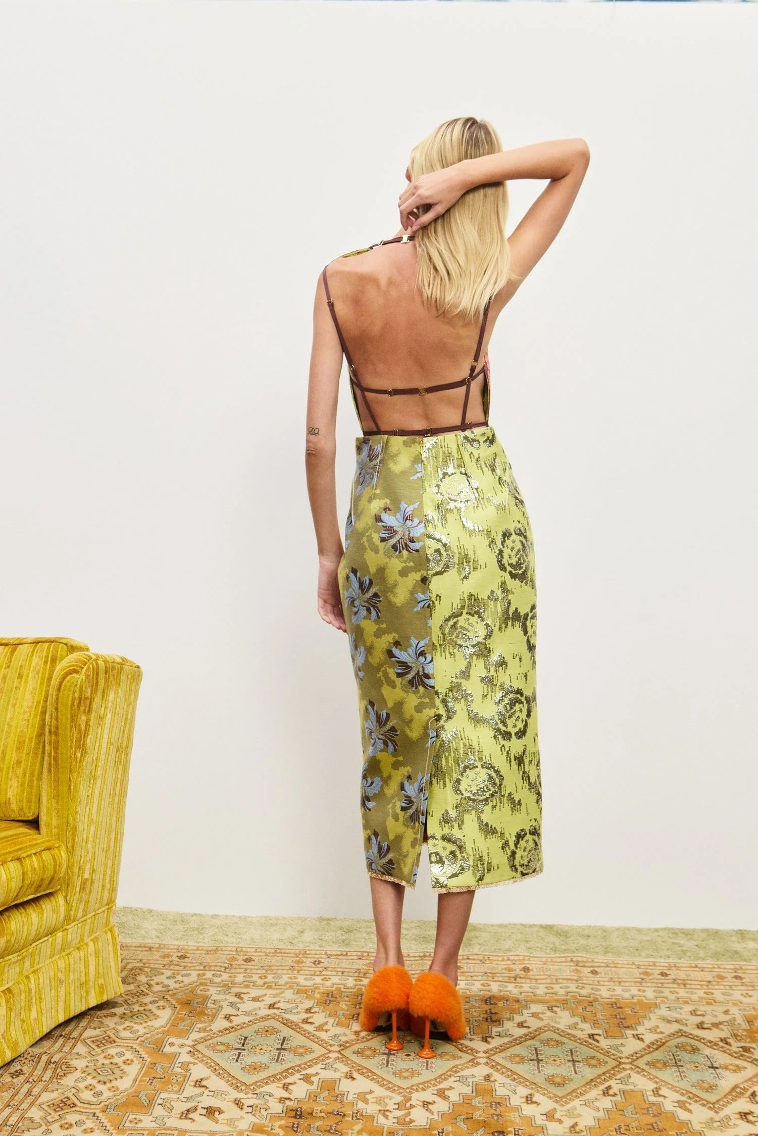 Floral - Patchwork Sleeveless Midi Dress