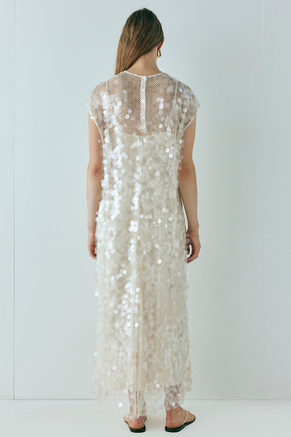 Sheer Sequin - Embellished Maxi Dress
