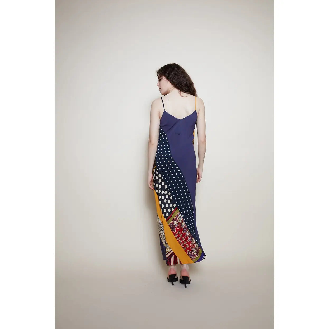 Patchwork Maxi Slip Dress-Massicos