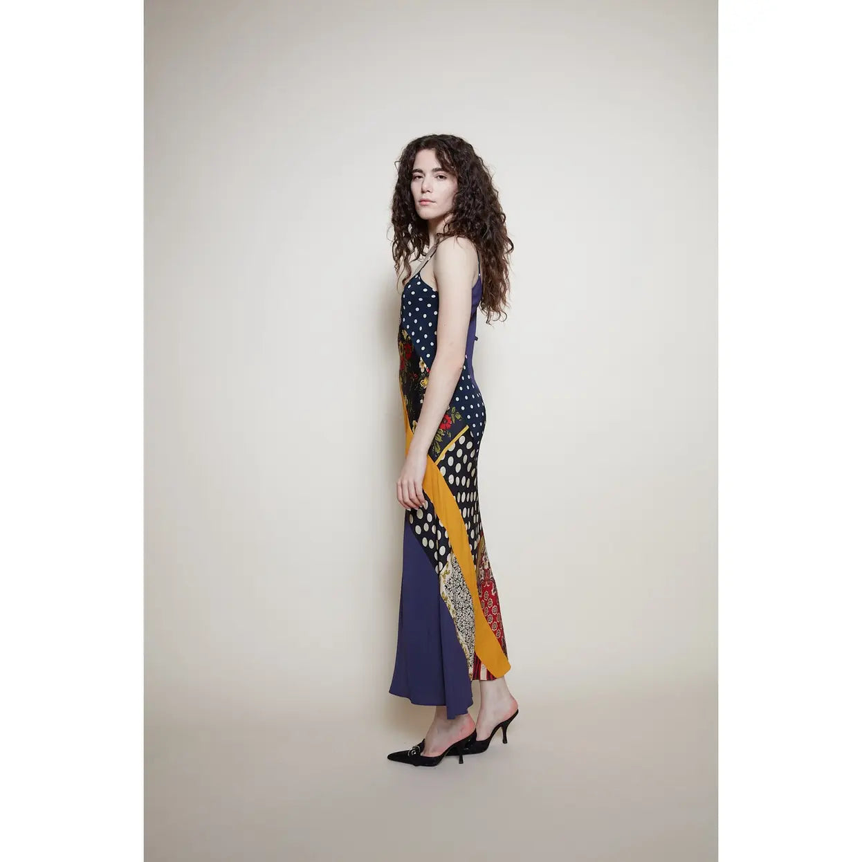 Patchwork Maxi Slip Dress-Massicos