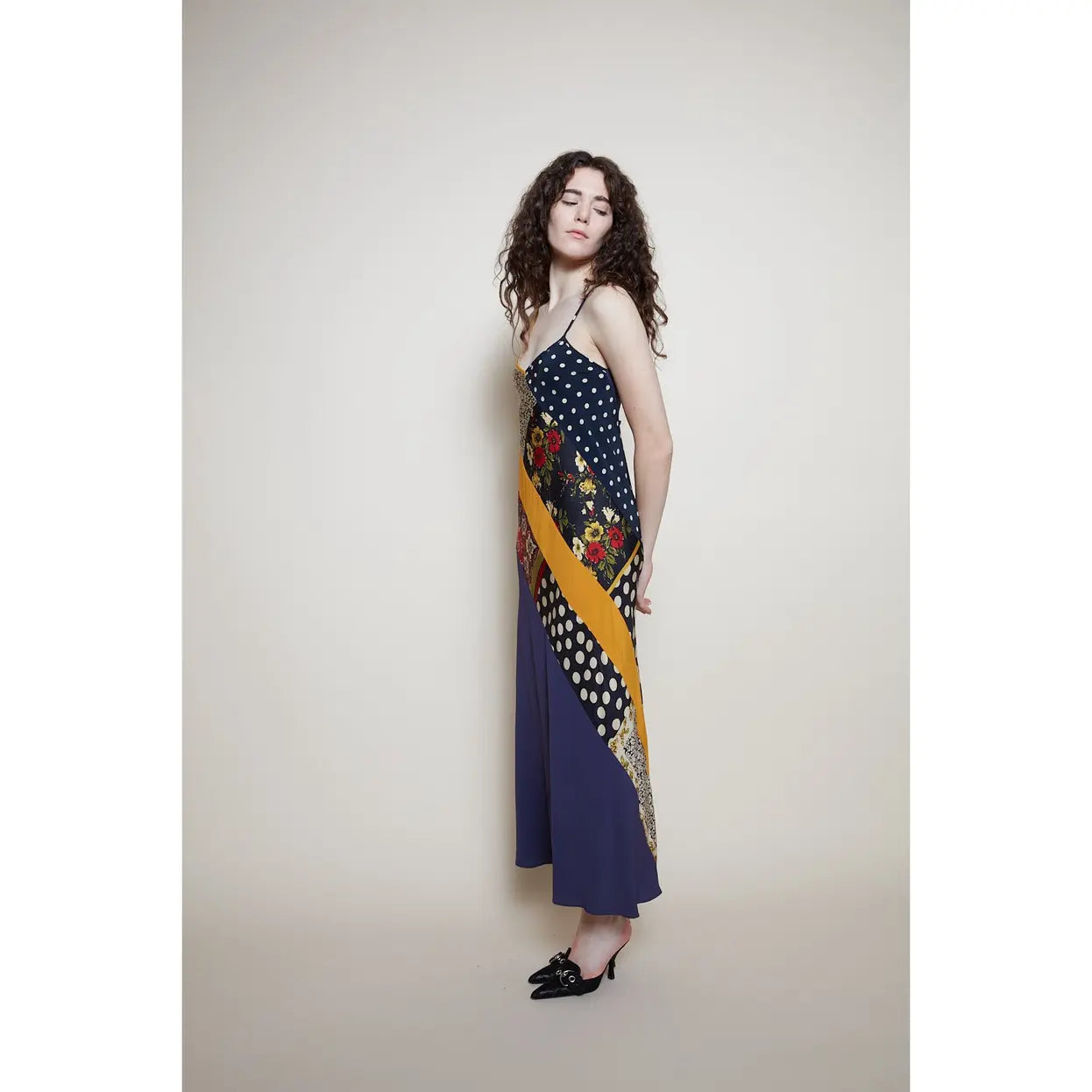 Patchwork Maxi Slip Dress-Massicos