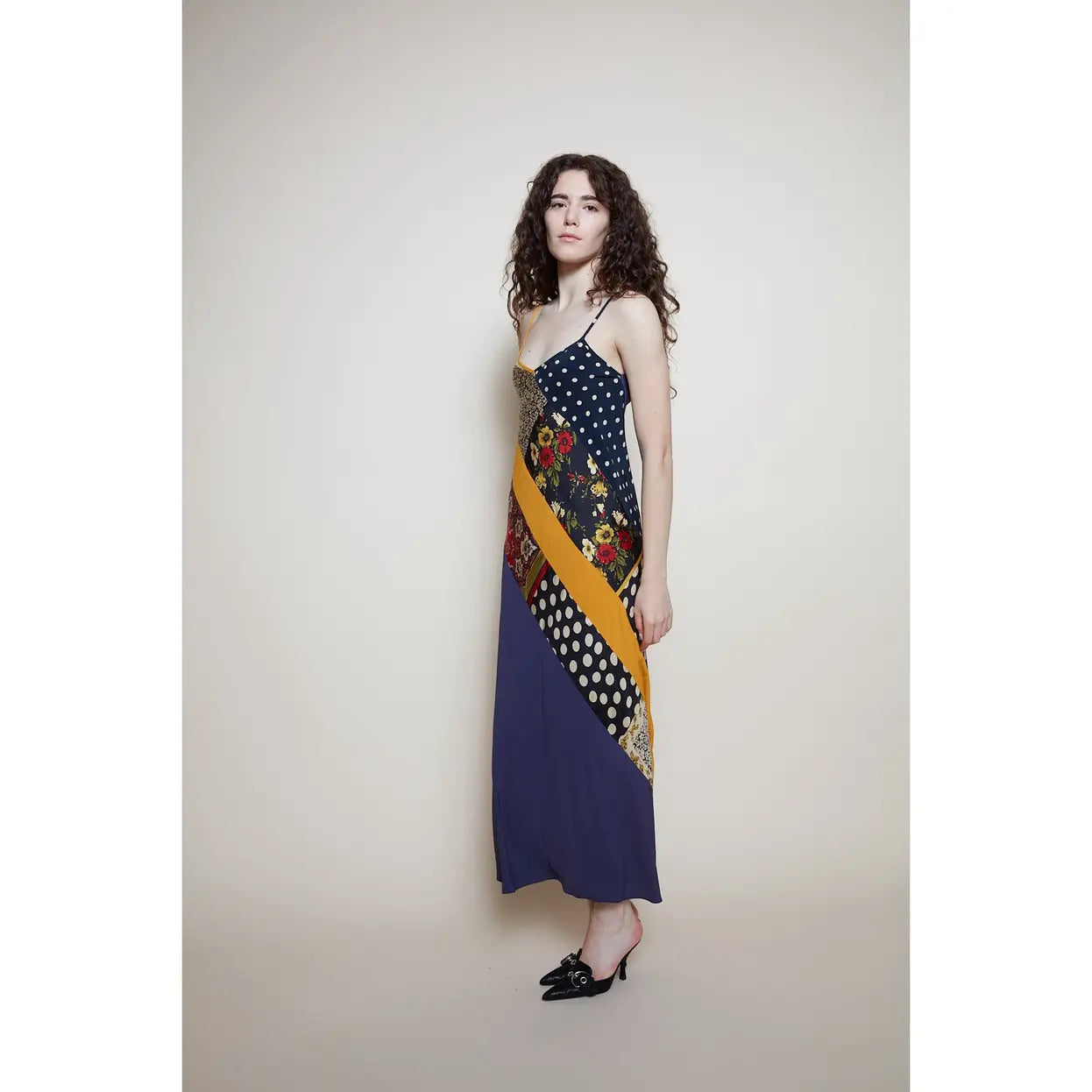 Patchwork Maxi Slip Dress-Massicos