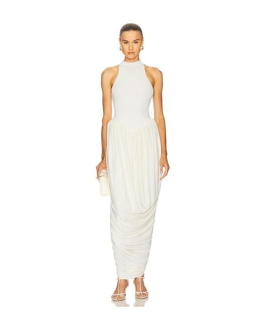 white halterneck dress-Massicos
