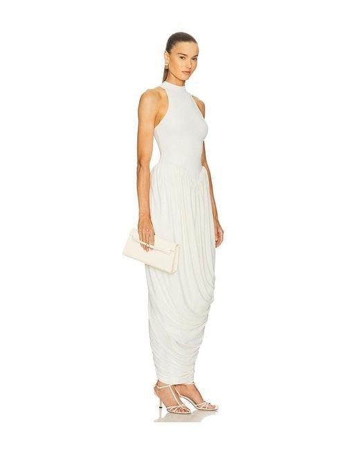 white halterneck dress-Massicos