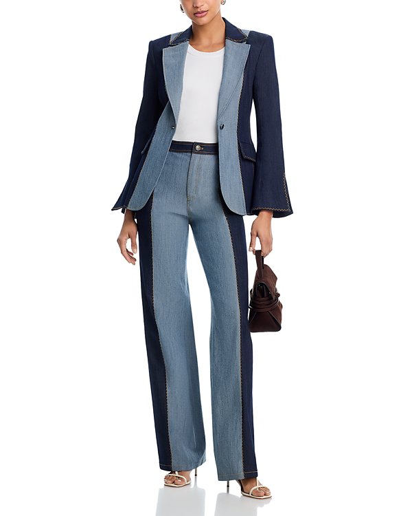 Chic color-block denim jacket and pants-Massicos