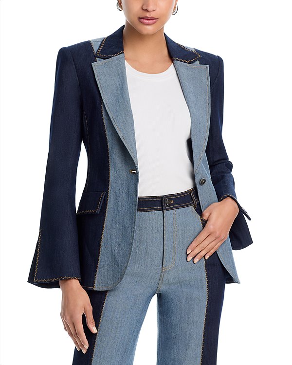 Chic color-block denim jacket and pants-Massicos