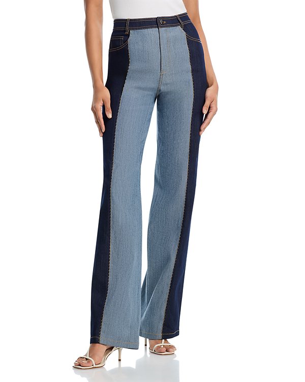 Chic color-block denim jacket and pants-Massicos
