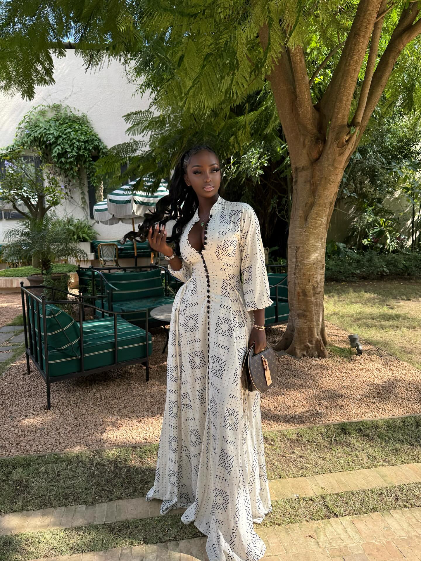 White patterned maxi dress-Massicos