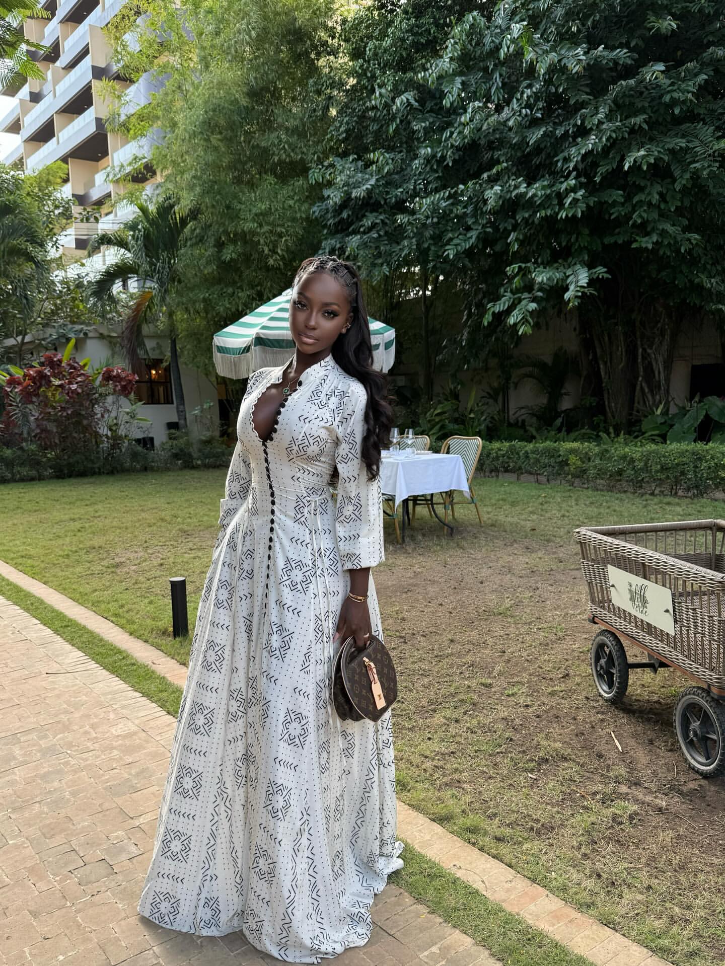White patterned maxi dress-Massicos