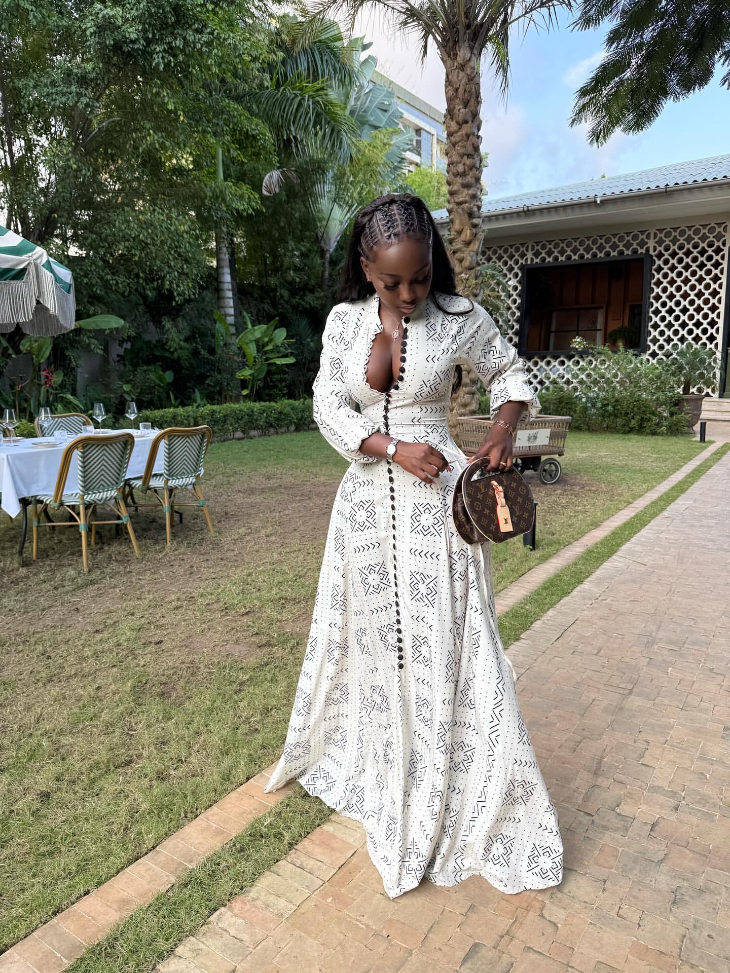 White patterned maxi dress-Massicos