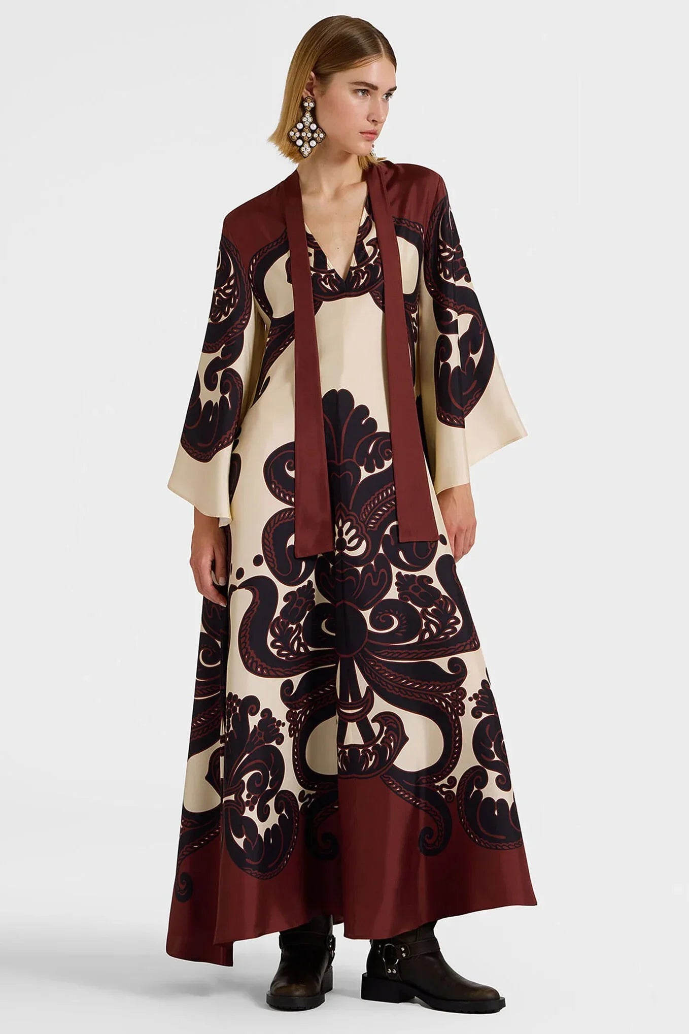 Grenadilla Print Satin Dress-ROVOLE