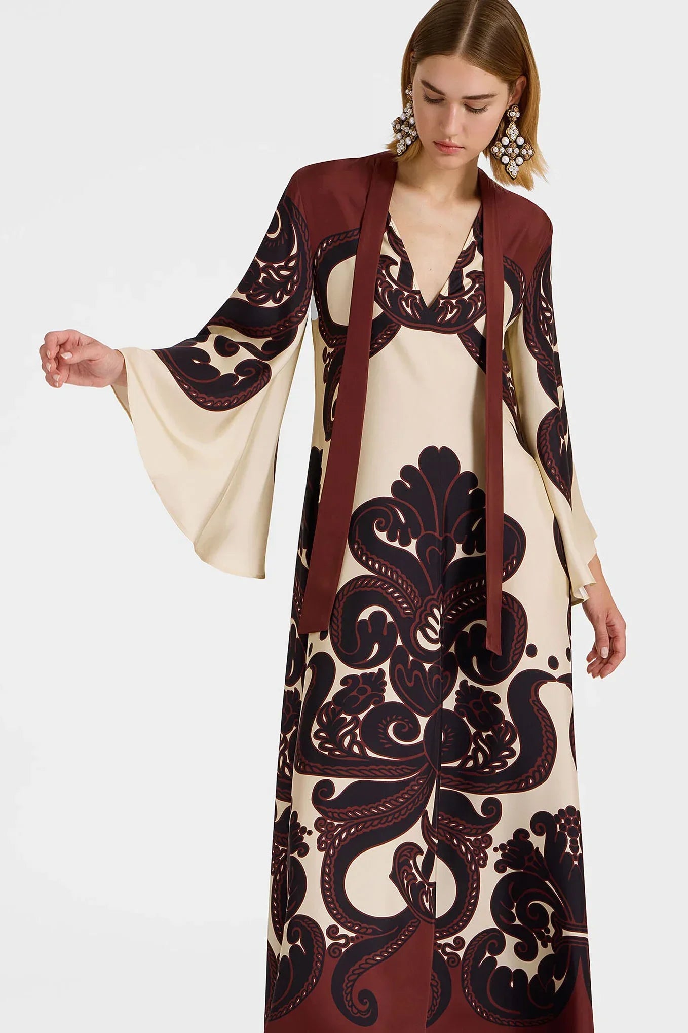 Grenadilla Print Satin Dress-ROVOLE
