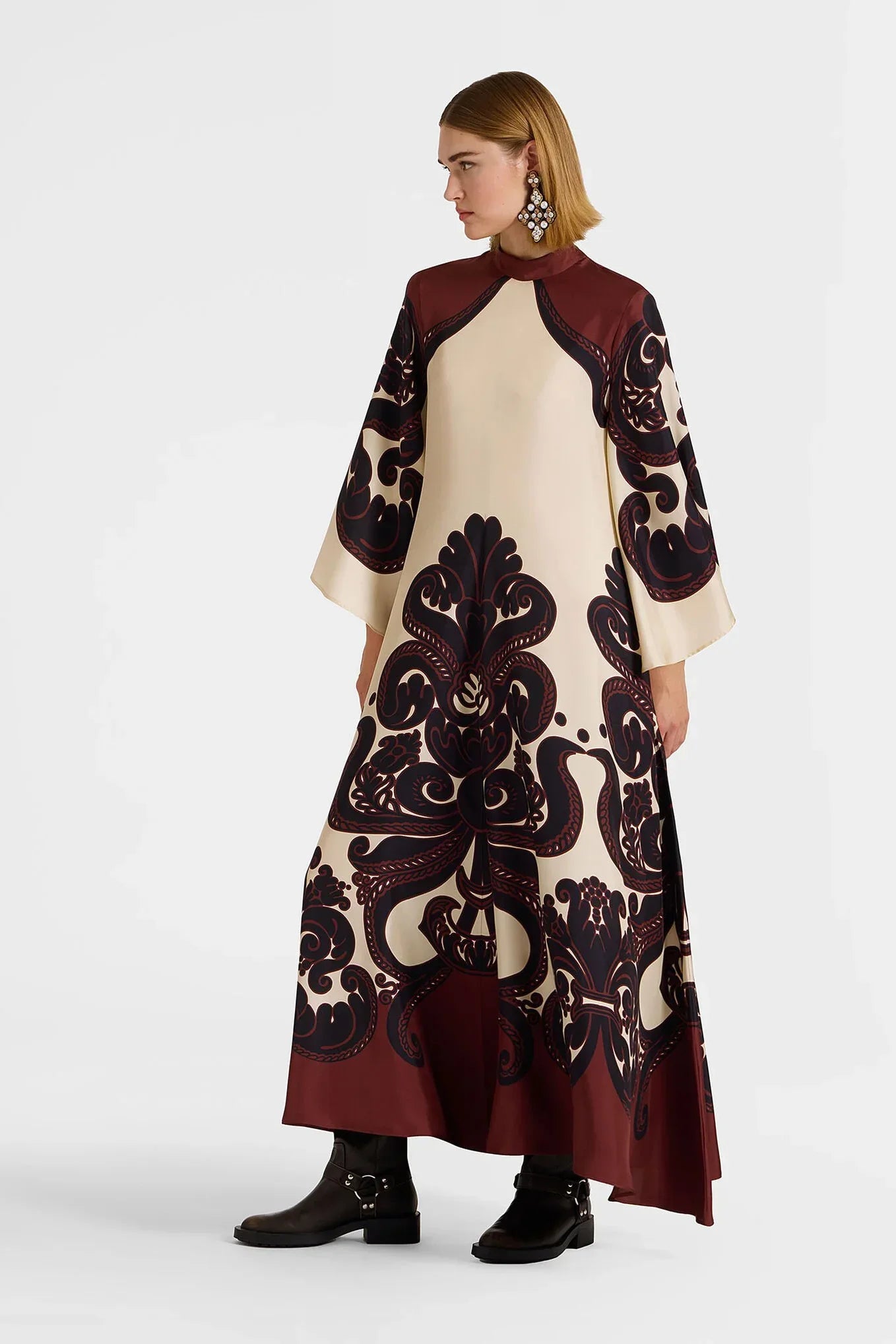 Grenadilla Print Satin Dress-ROVOLE