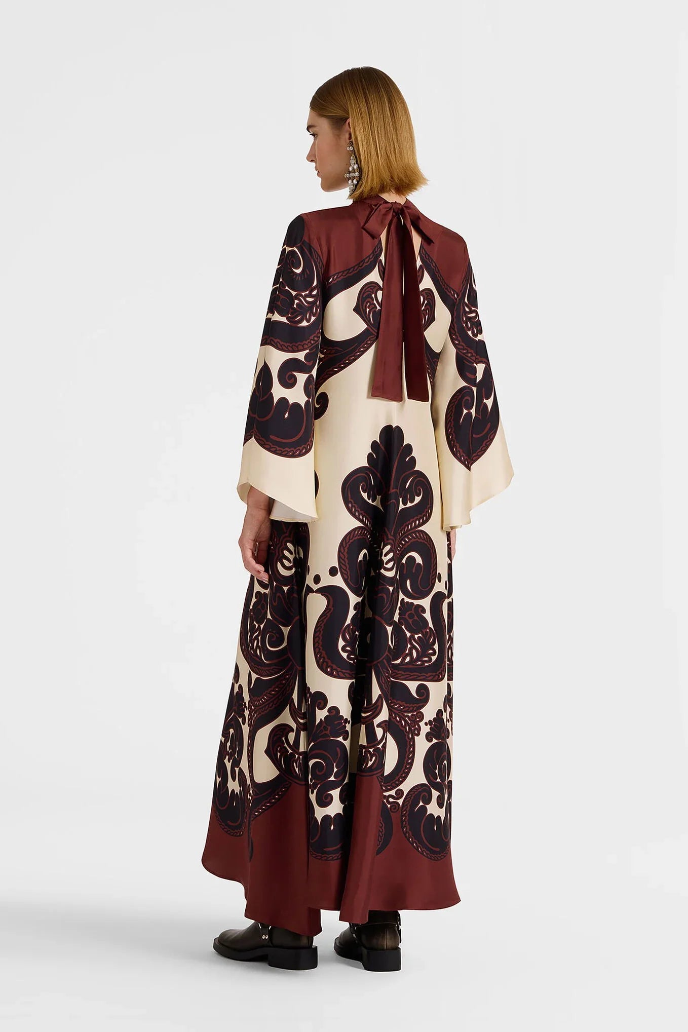 Grenadilla Print Satin Dress-ROVOLE