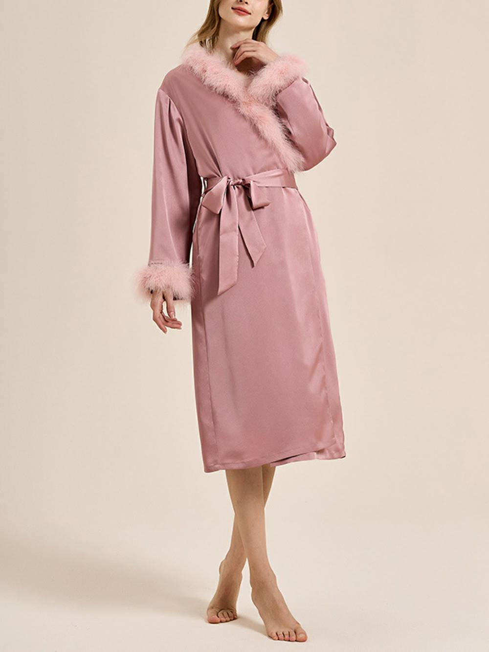 Bettie Page Lilac Feather Robe-Massicos
