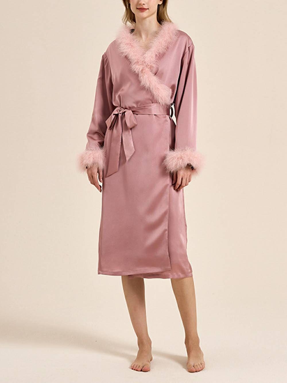 Bettie Page Lilac Feather Robe-Massicos