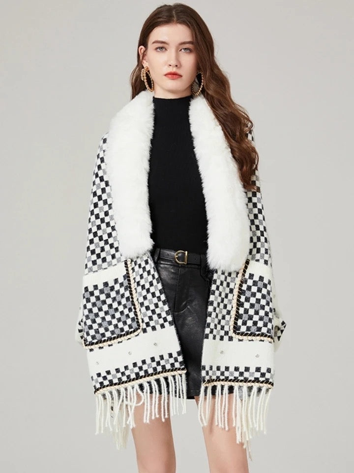 Faux Fur Mink Cashmere Tassel Capes - comes in three colours-CALLISTARI