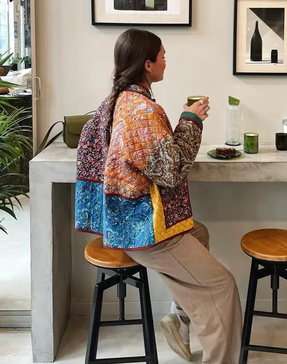 Ethnic Style Pattern Print Multi-Color Quilted Jacket-Massicos