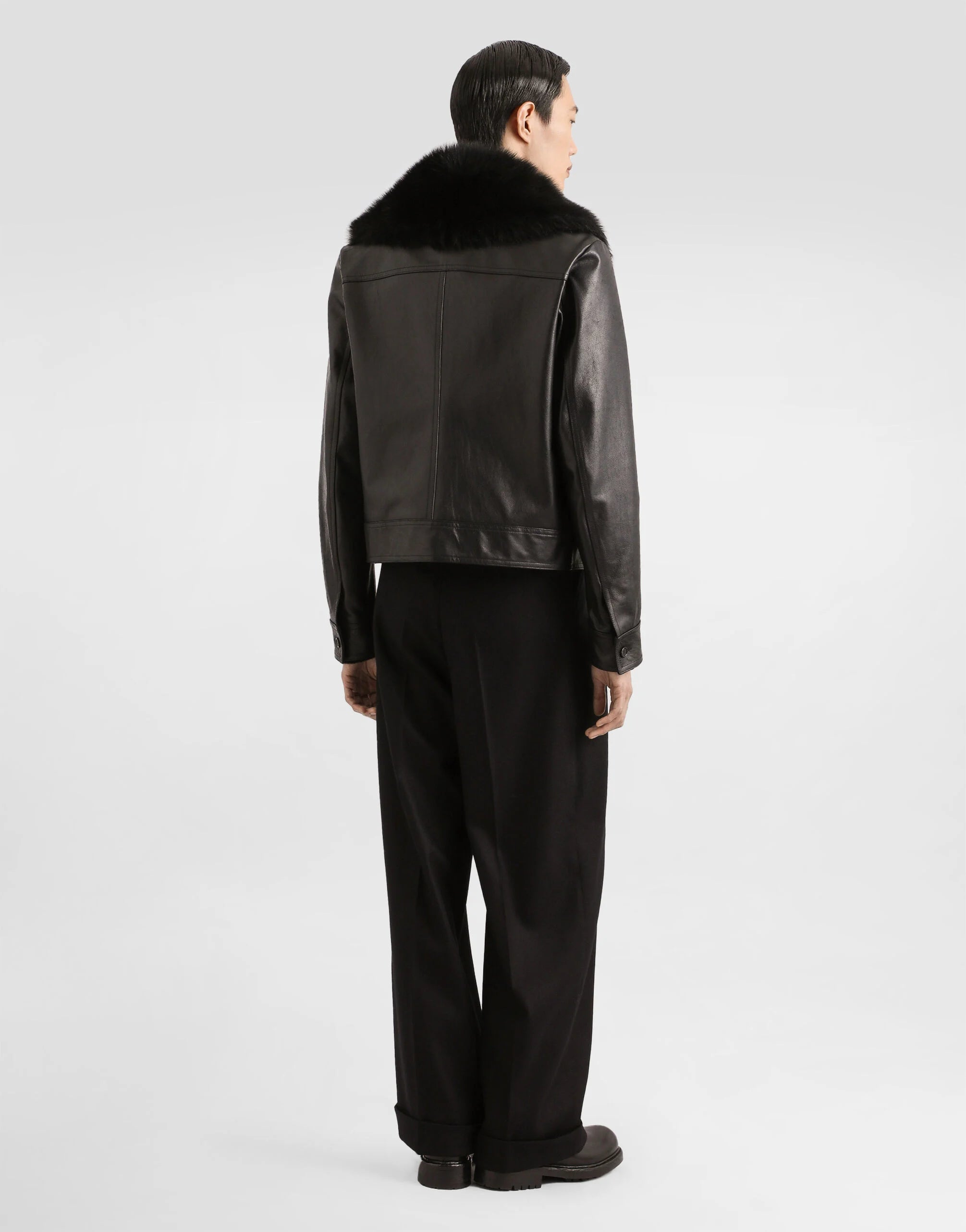 Classic Cool Fur Collar Leather Jacket-Massicos