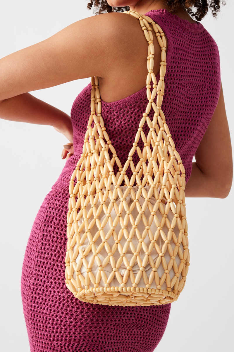 Georgina Hollow Out Wooden Beads Shoulder Bag-ROVOLE